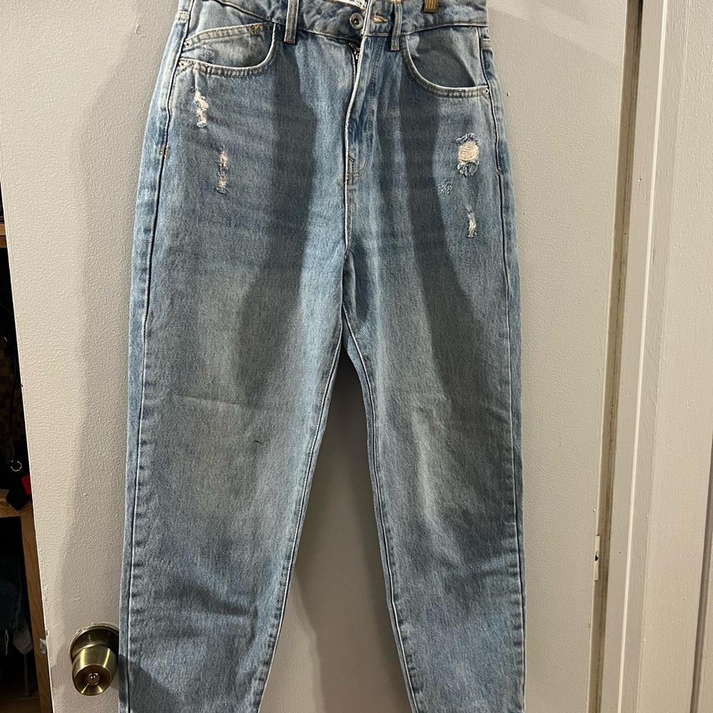 Zara Light Blue Straight Leg Jeans